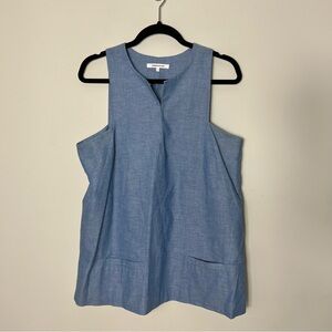 Emerson Fry Chambray Cotton Tunic Sleeveless Top Shirt 403